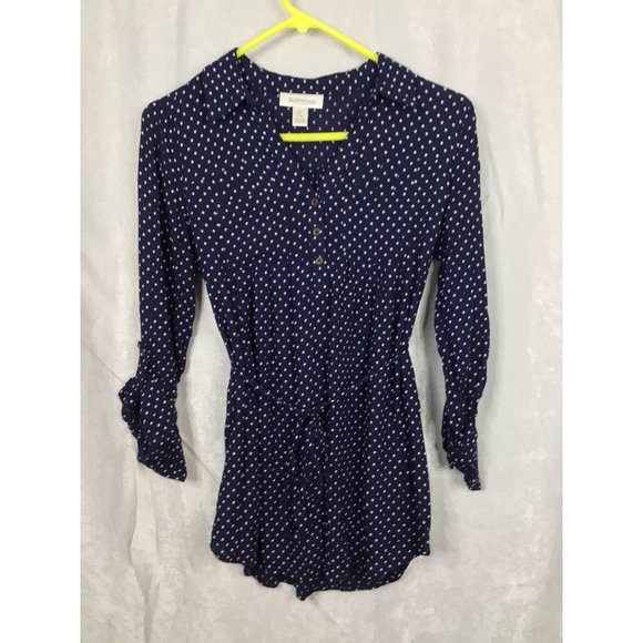 Motherhood Long Sleeve V-Neck Small Blue W/White Polka dots Maternity Blouse - Picture 8 of 9